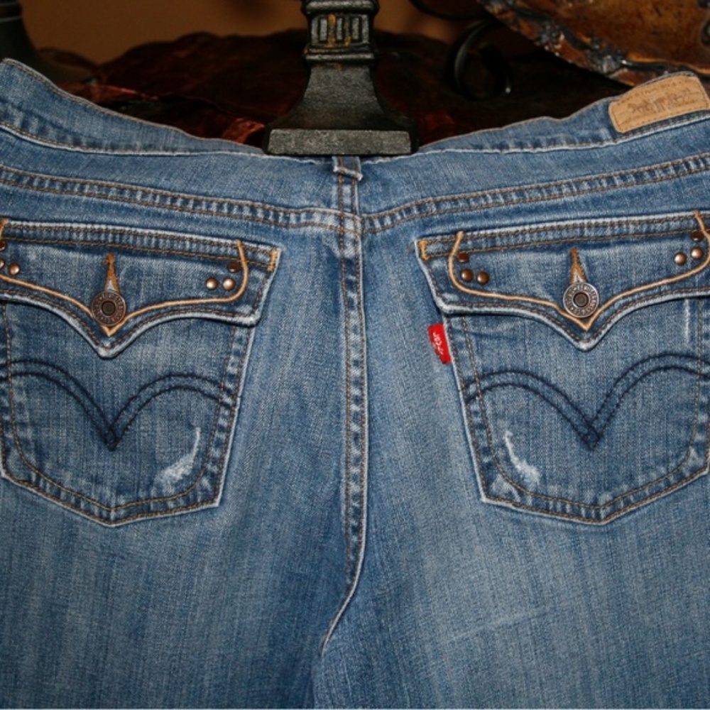 Levi's 515 Distressed Boot Cut Blue Jeans Size 6